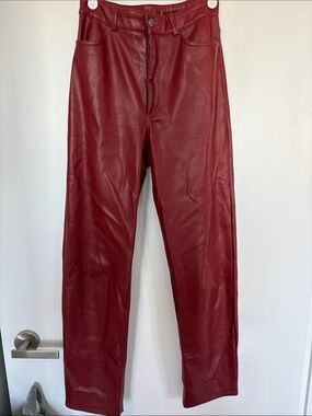 Dynamite Faux Leather Pants in Burgundy Red